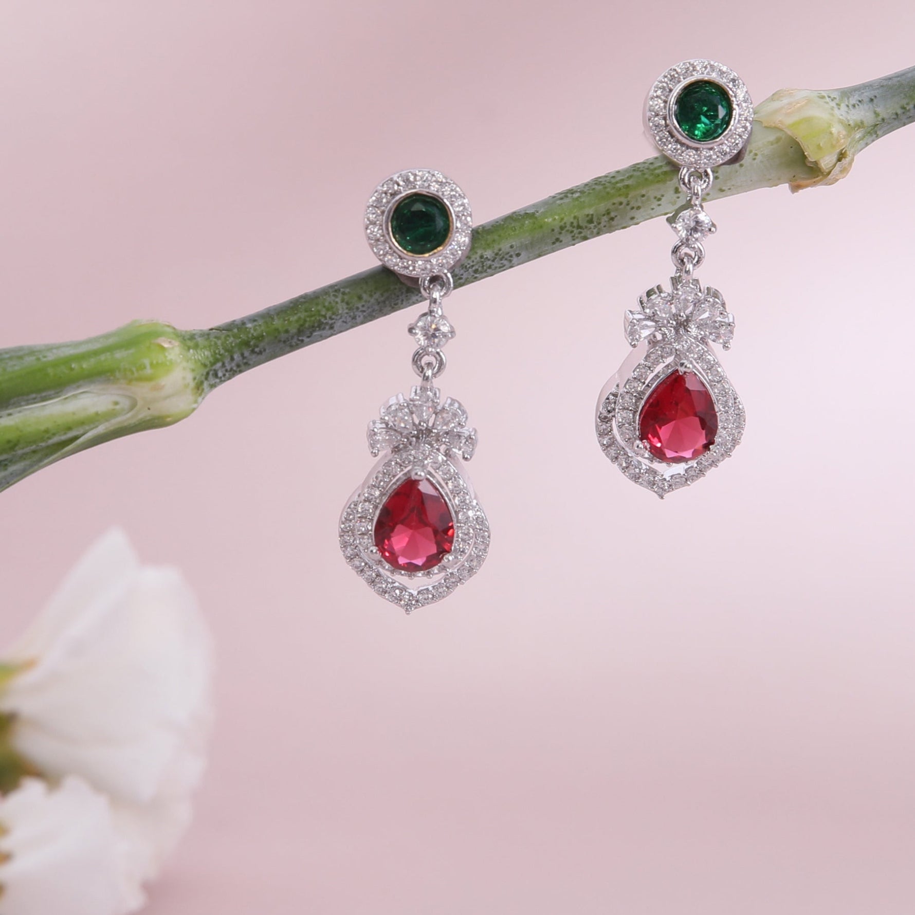 Regal Nakshatra CZ Drop Earrings