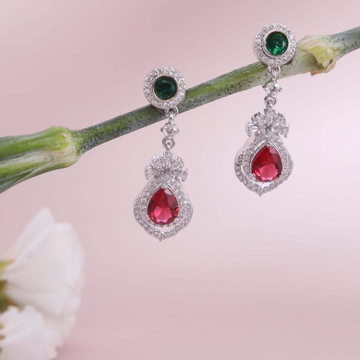 Regal Nakshatra CZ Drop Earrings
