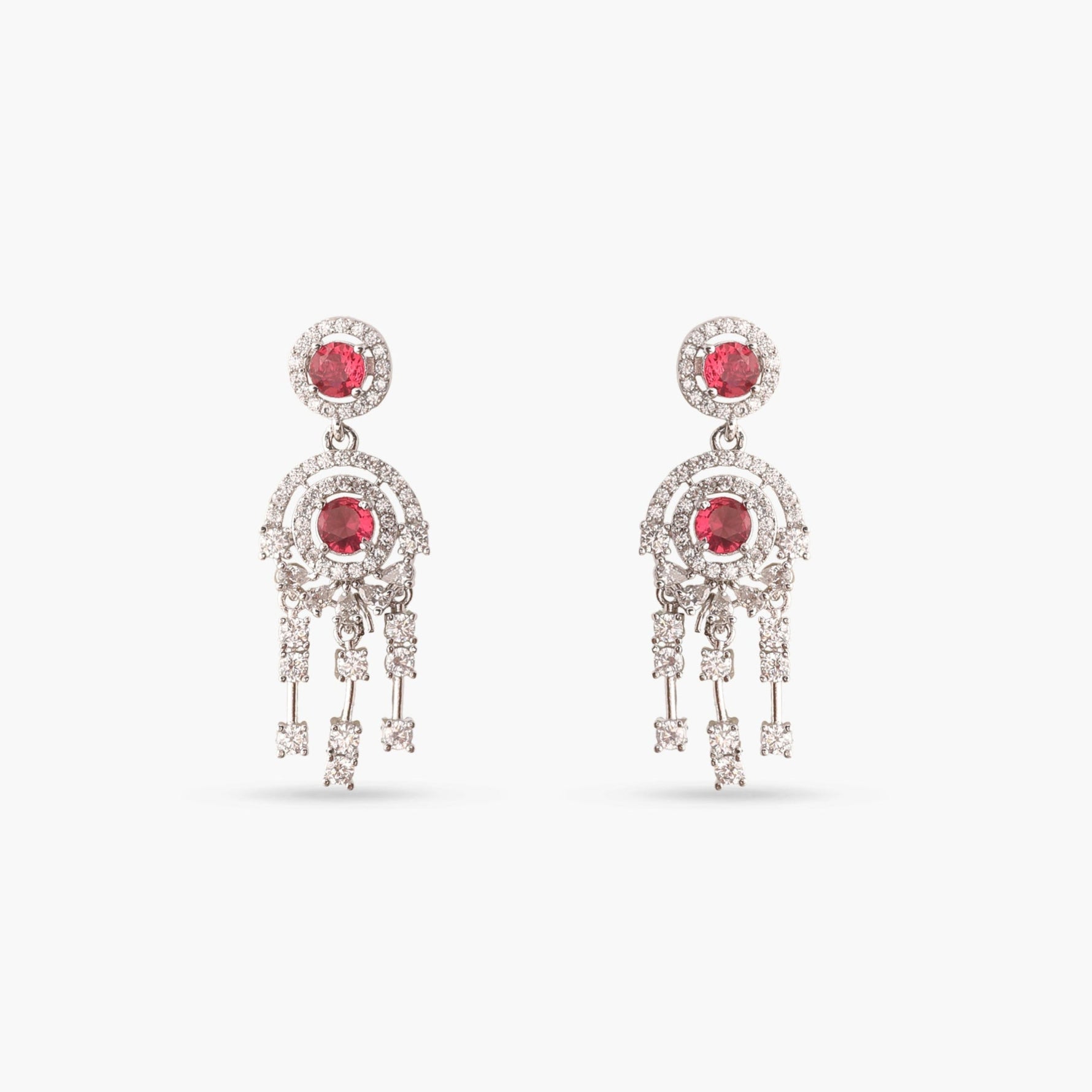 Glow Red Nakshatra CZ Drop Earrings