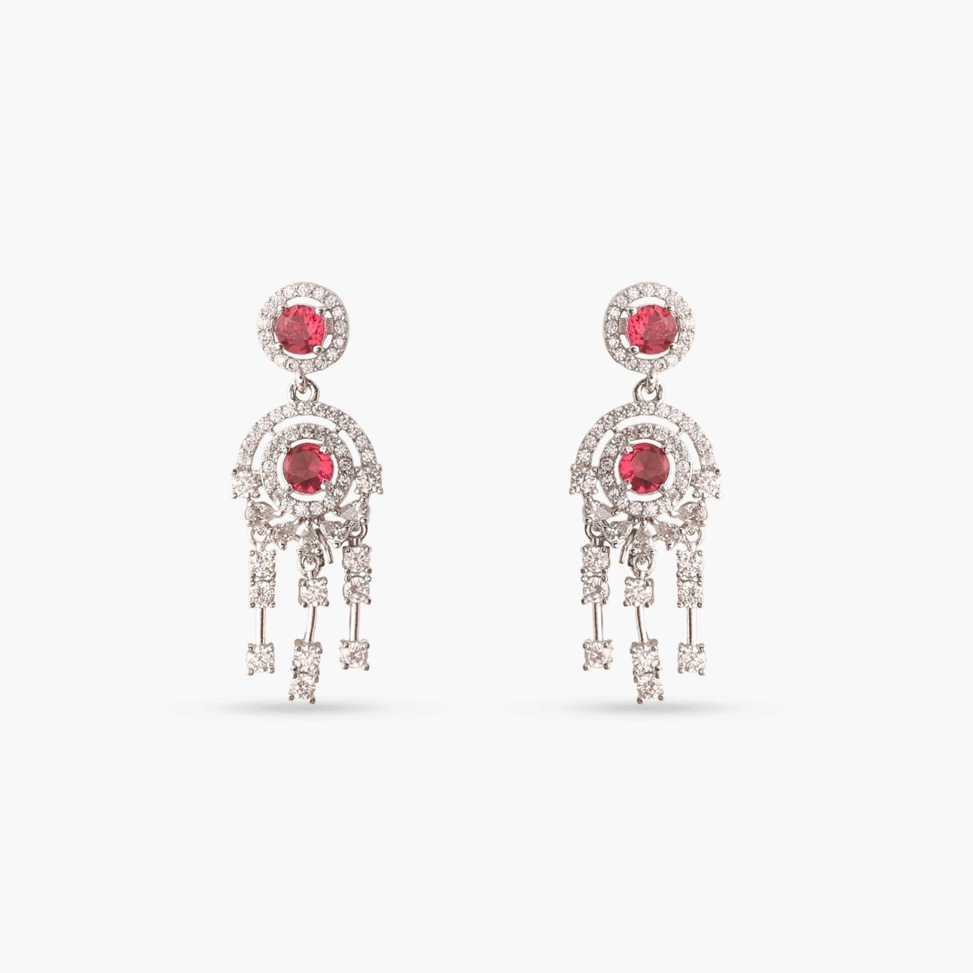 Glow Red Nakshatra CZ Drop Earrings