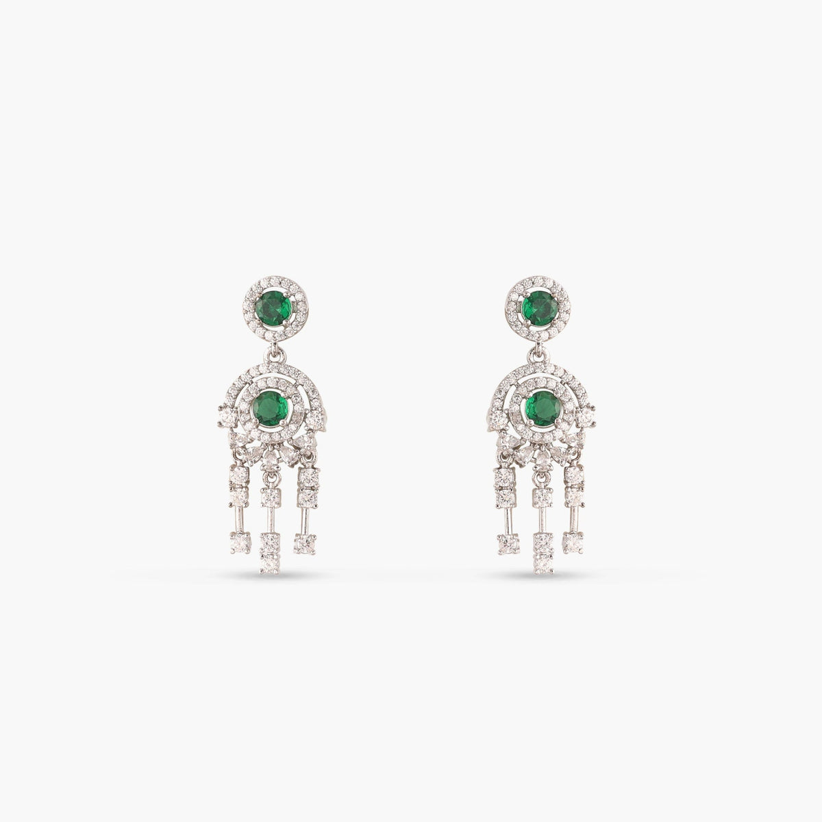 Glow Green Nakshatra CZ Drop Earrings