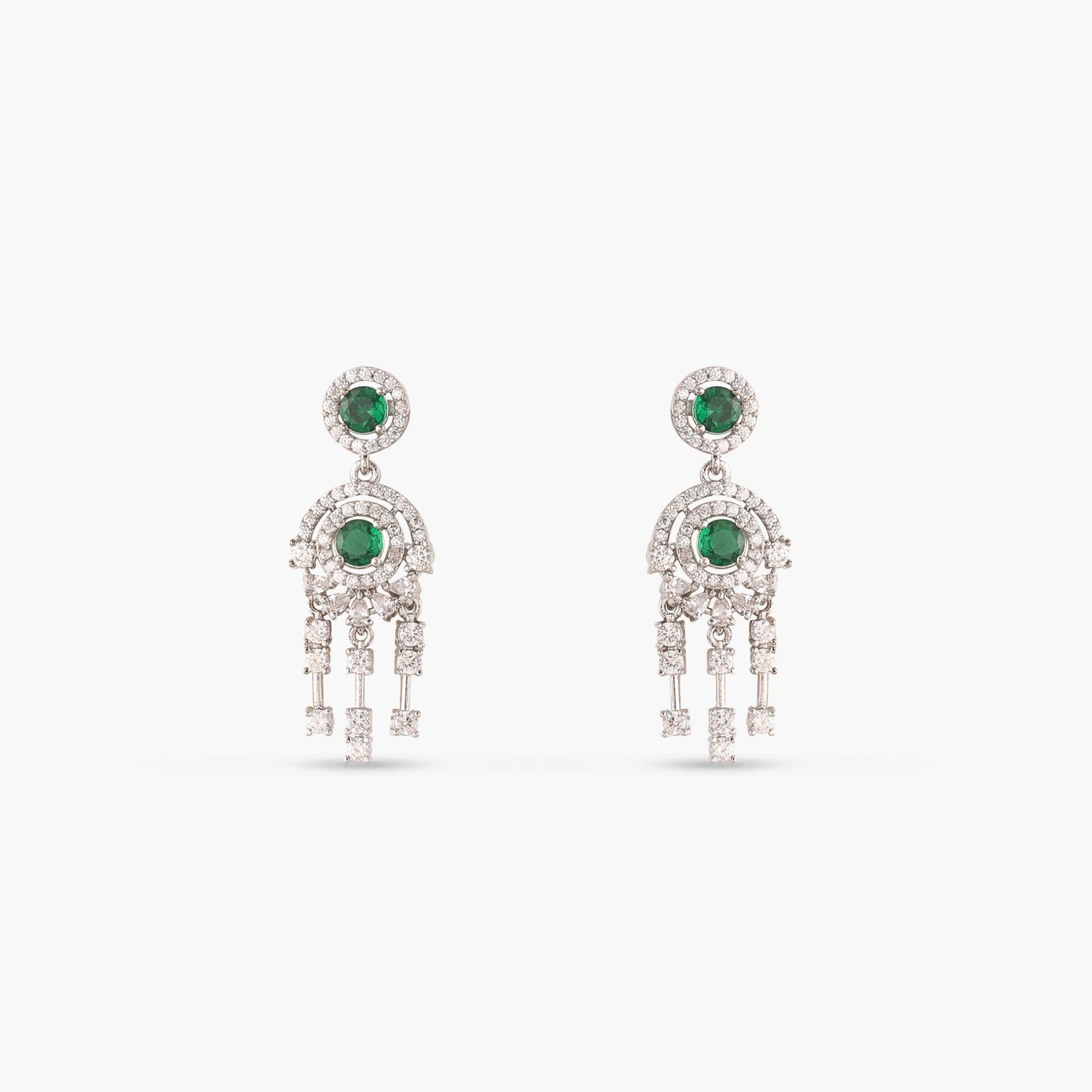 Glow Green Nakshatra CZ Drop Earrings