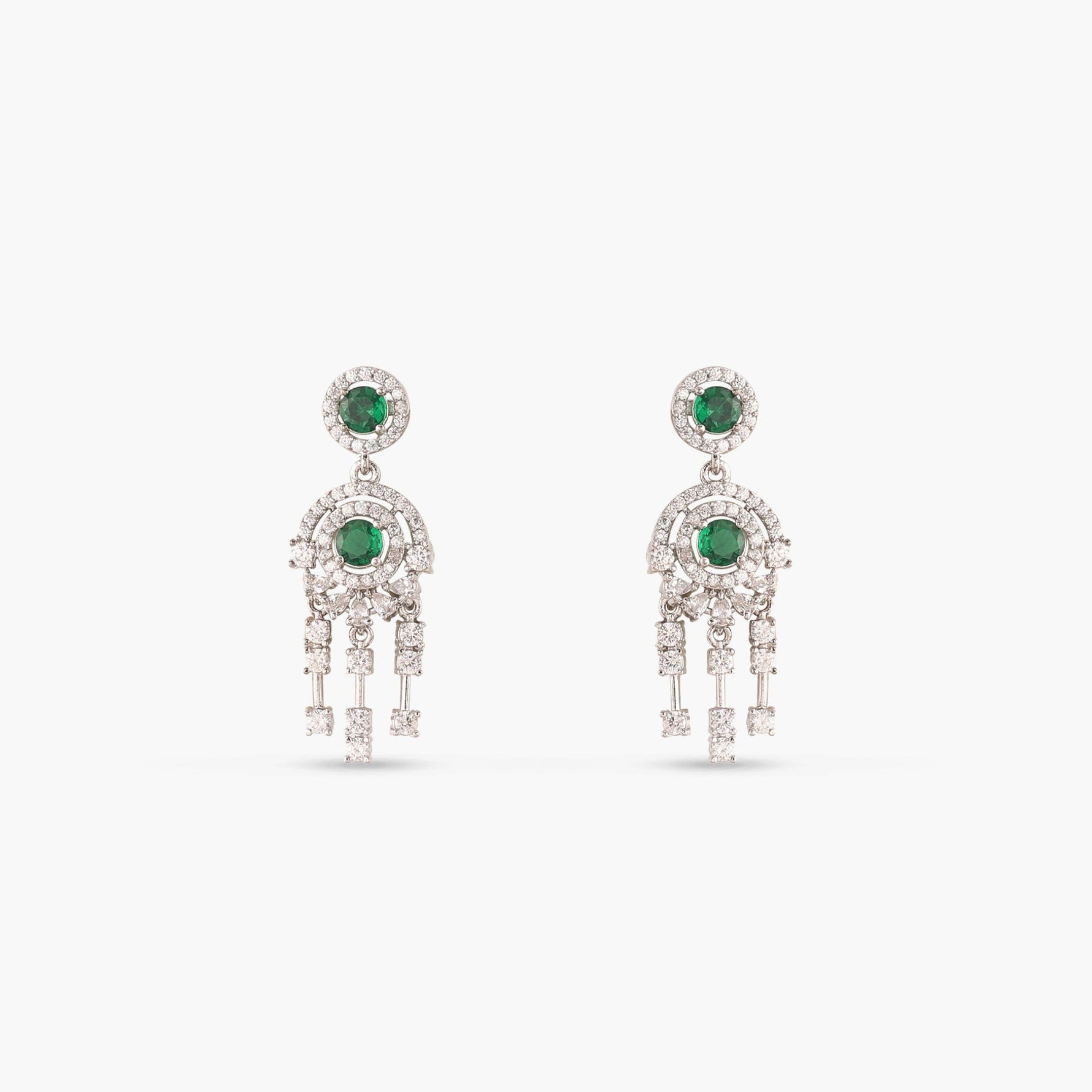 Glow Green Nakshatra CZ Drop Earrings