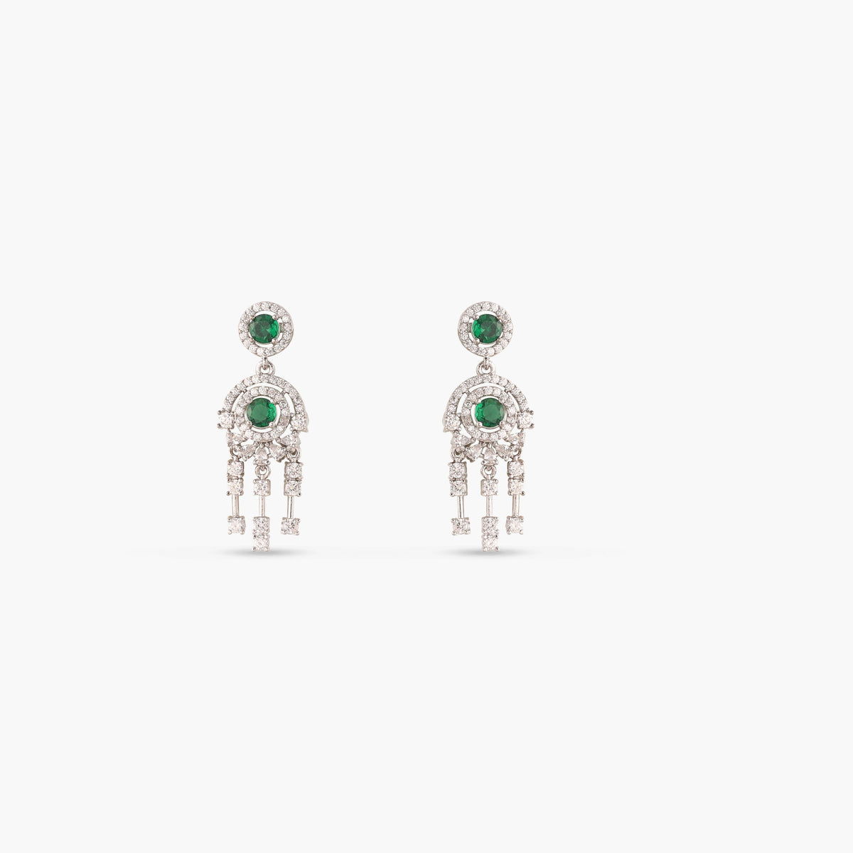 Glow Green Nakshatra CZ Drop Earrings