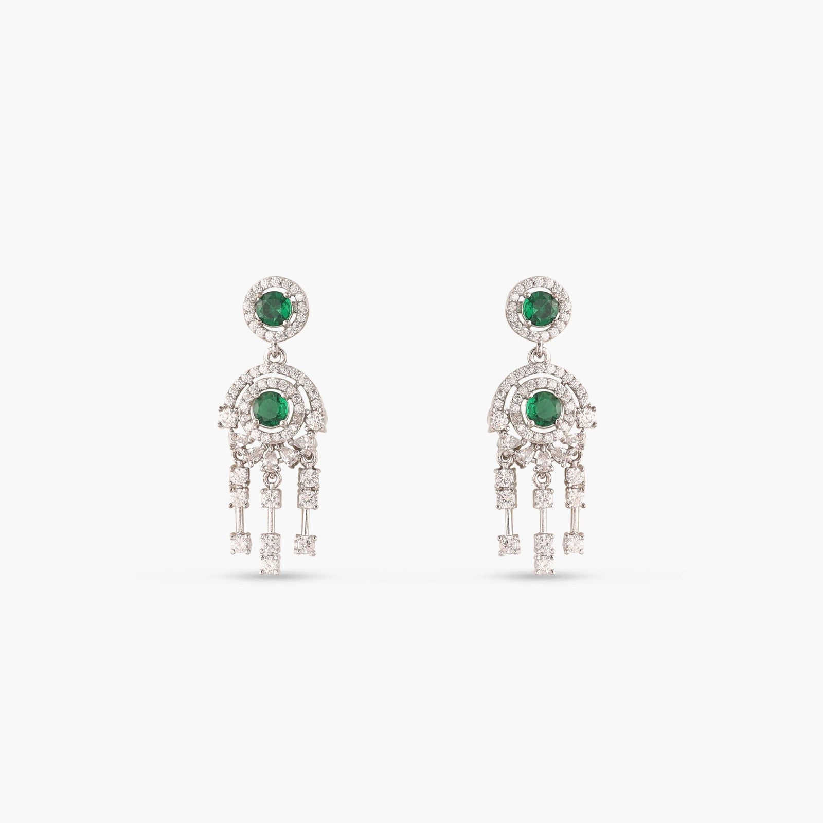 Glow Green Nakshatra CZ Drop Earrings