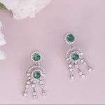 Glow Green Nakshatra CZ Drop Earrings
