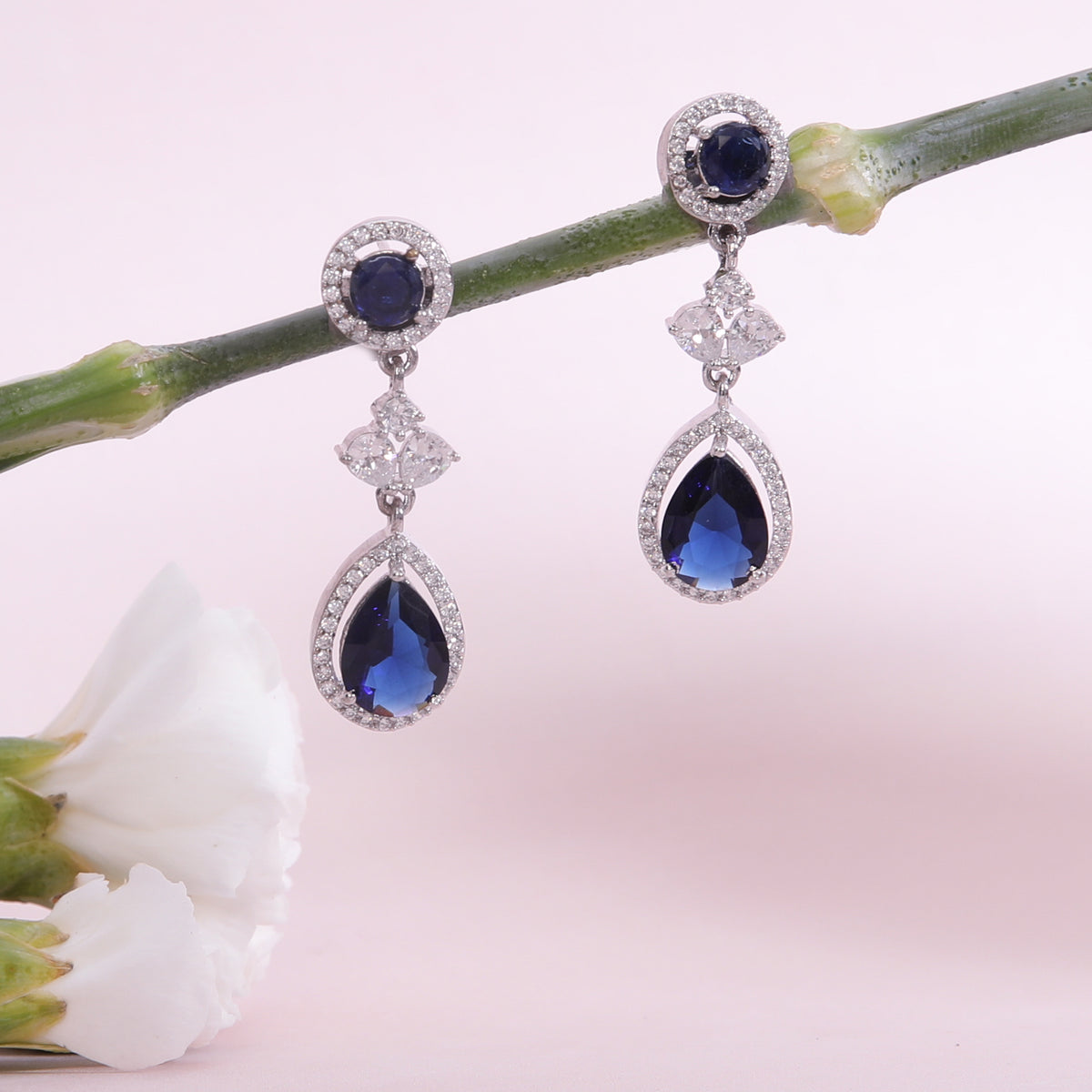 Azure Nakshatra CZ Drop Earrings