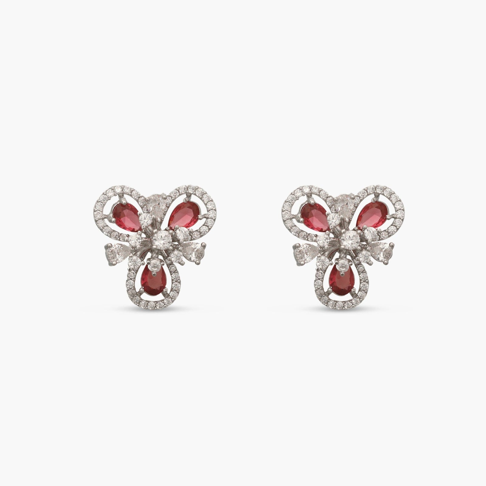 Bloom Red Nakshatra CZ Stud Earrings