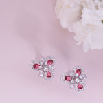 Bloom Red Nakshatra CZ Stud Earrings