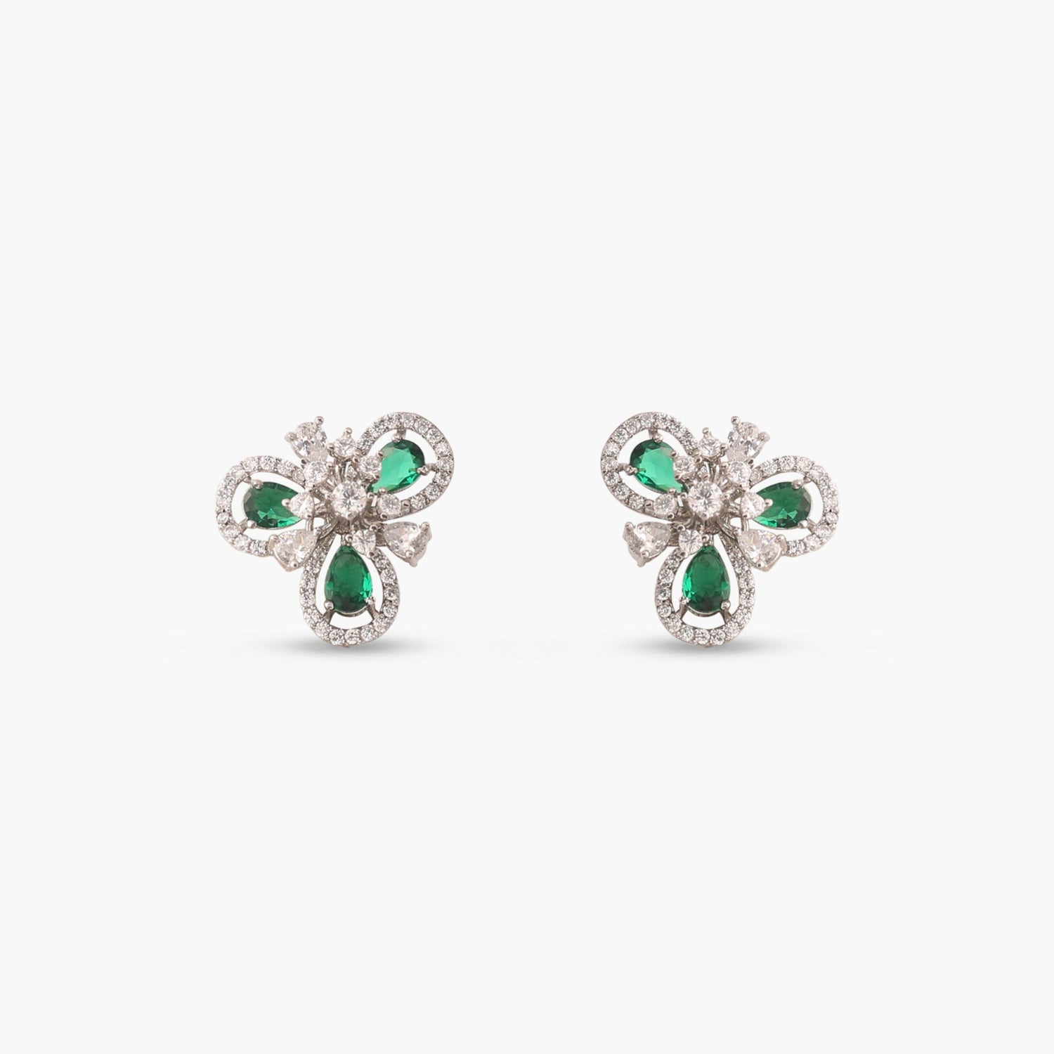 Bloom Green Nakshatra CZ Stud Earrings