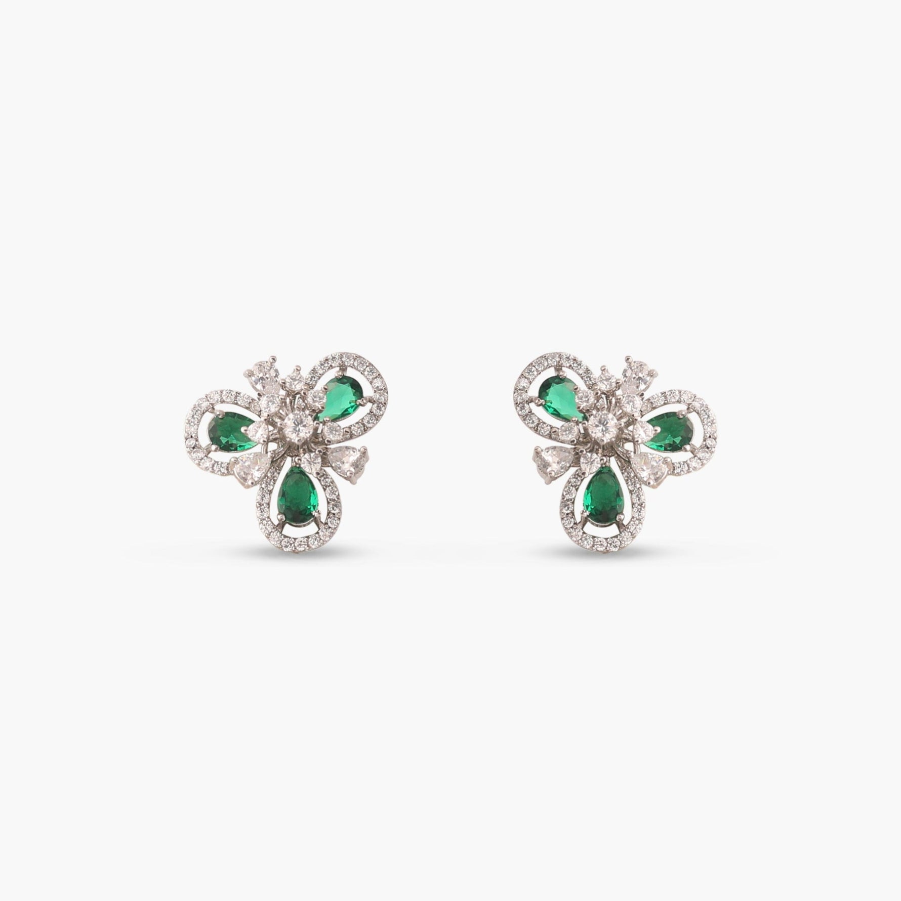 Bloom Green Nakshatra CZ Stud Earrings