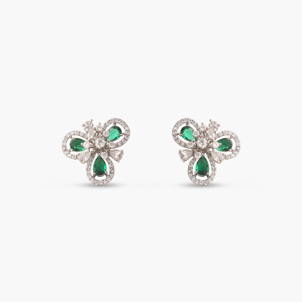 Bloom Green Nakshatra CZ Stud Earrings
