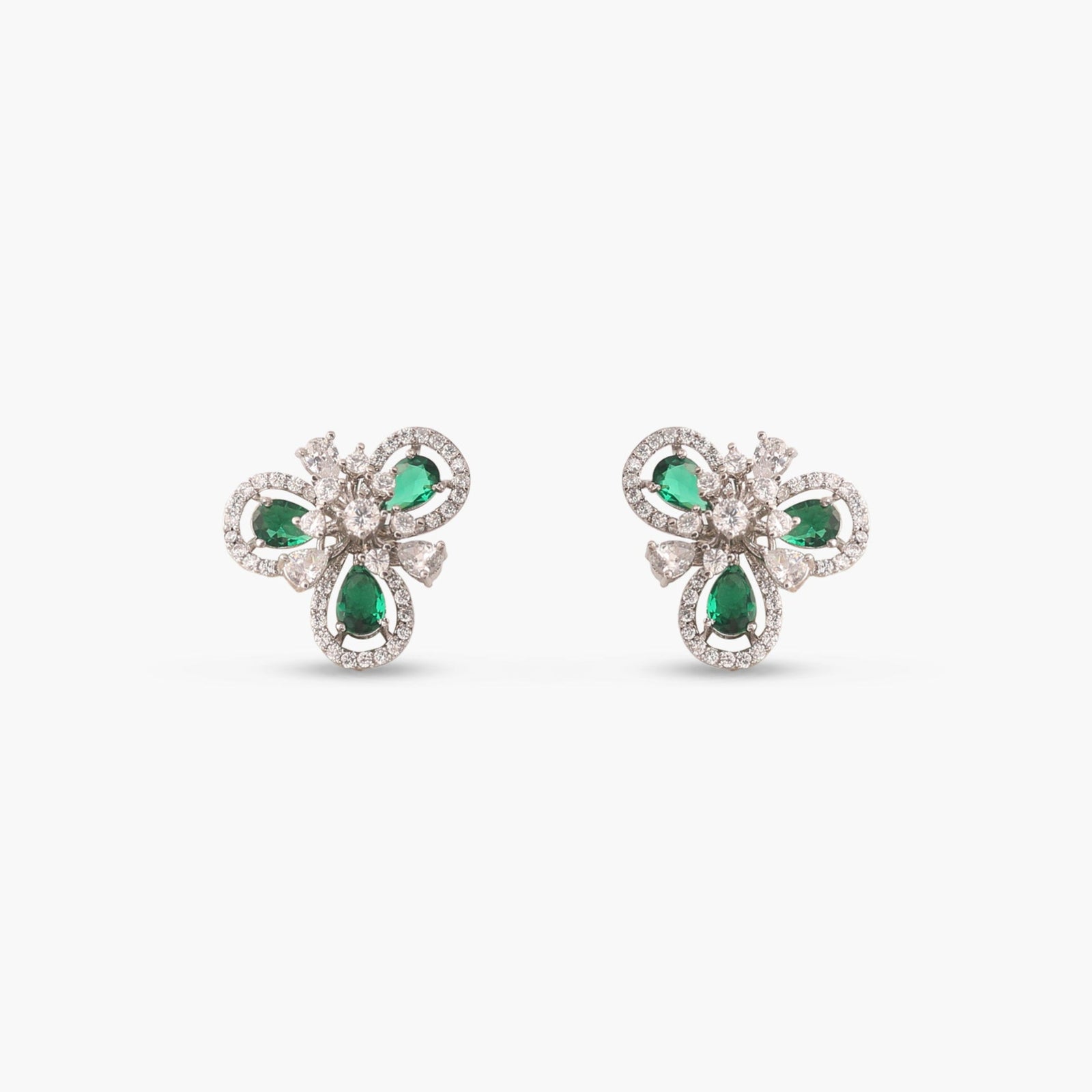 Bloom Green Nakshatra CZ Stud Earrings