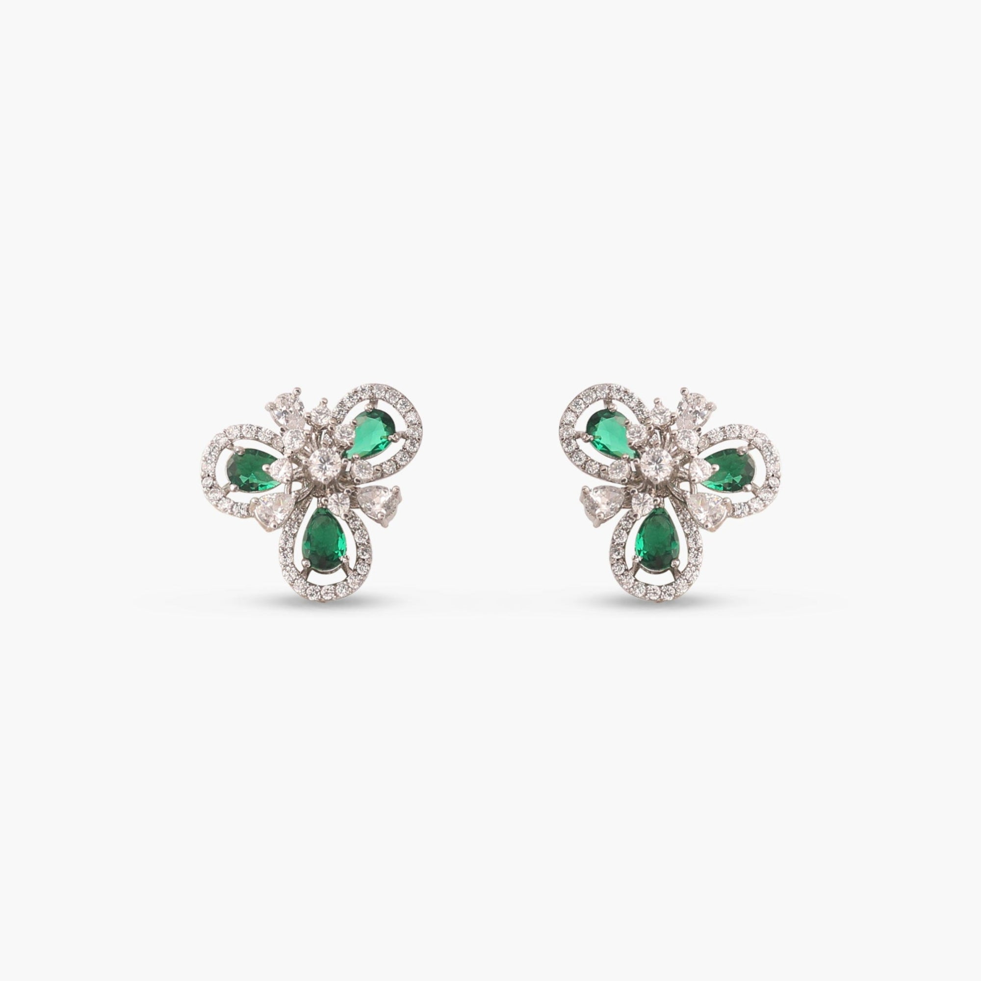 Bloom Green Nakshatra CZ Stud Earrings