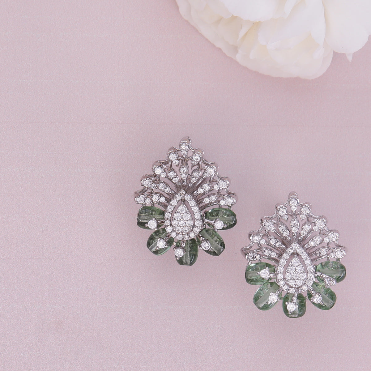 Ombre Feather Nakshatra CZ Stud Earrings