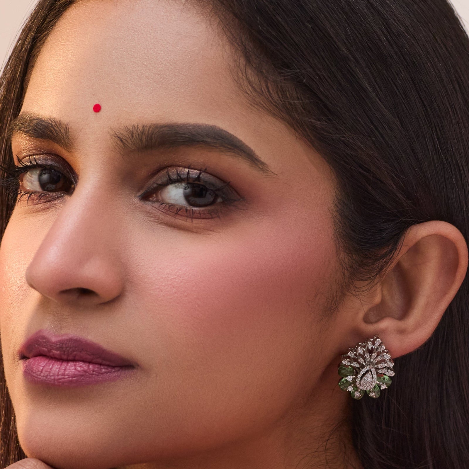 Ombre Feather Nakshatra CZ Stud Earrings