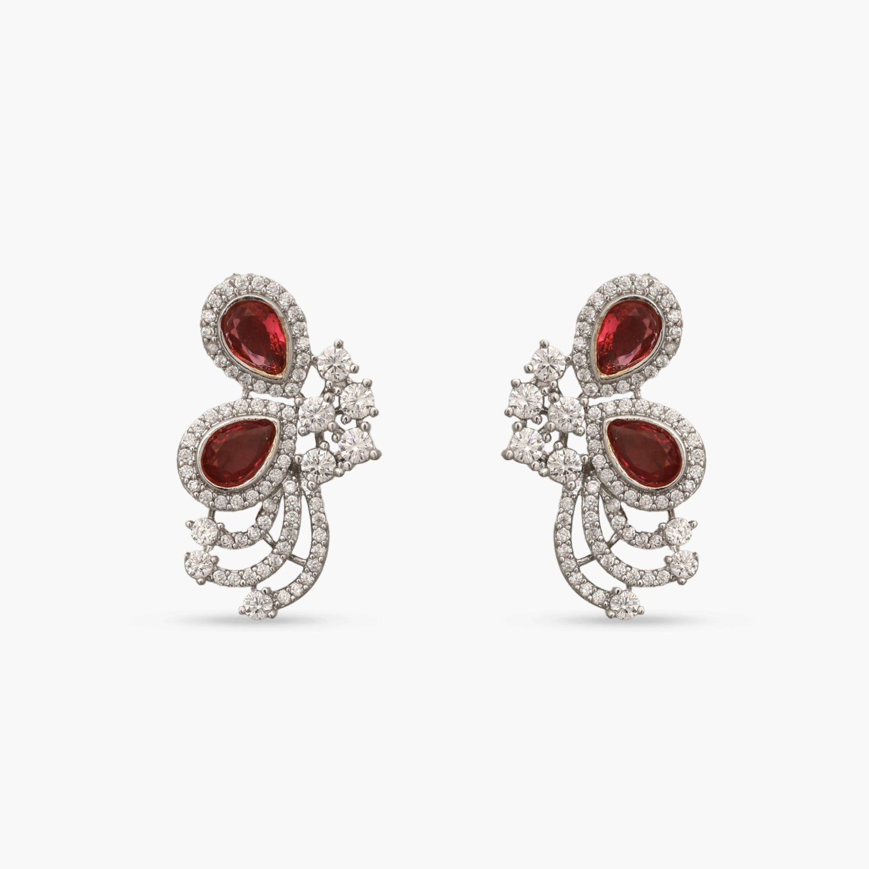 Cressida Red Nakshatra CZ Earrings