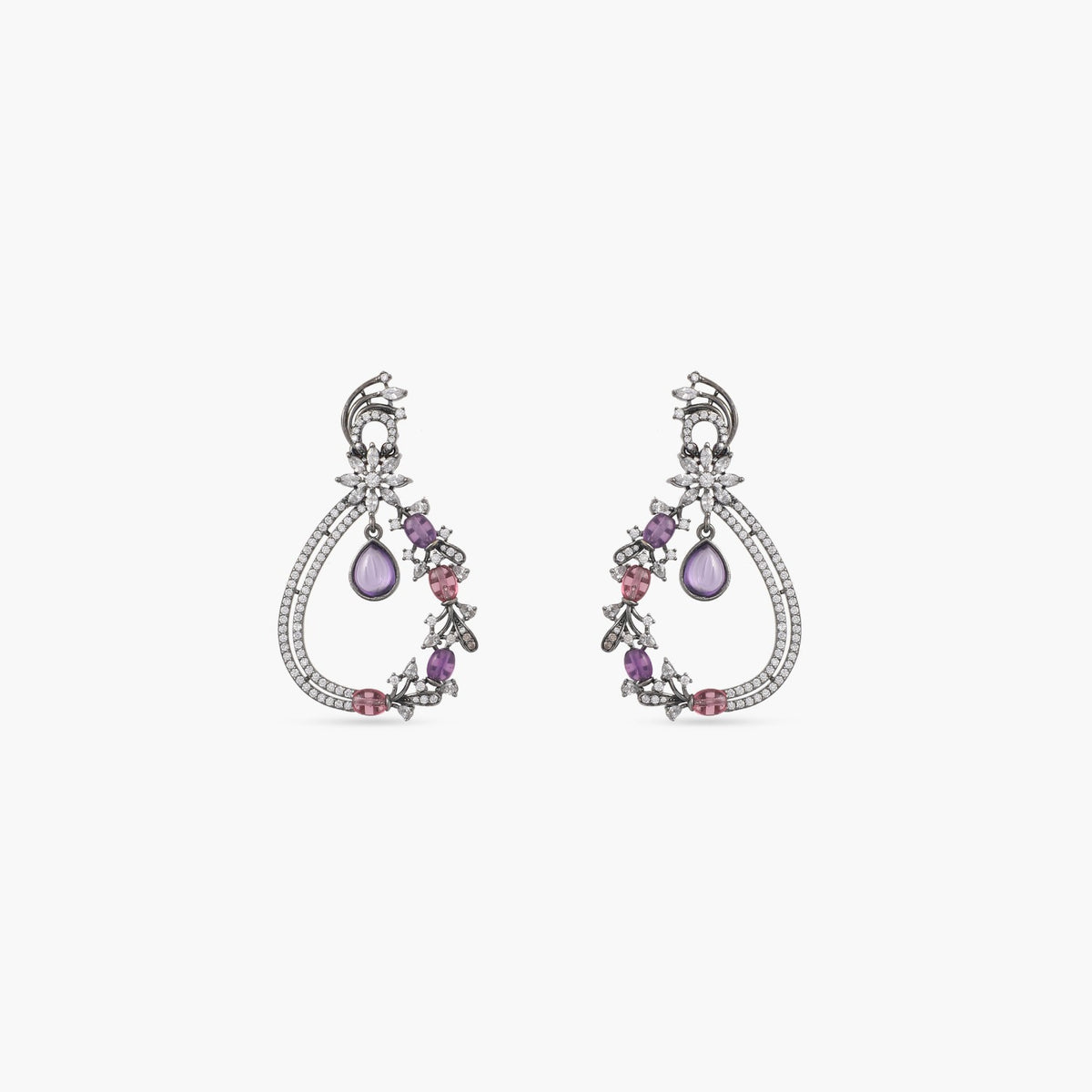 Floral Blush CZ Drop CZ Earrings