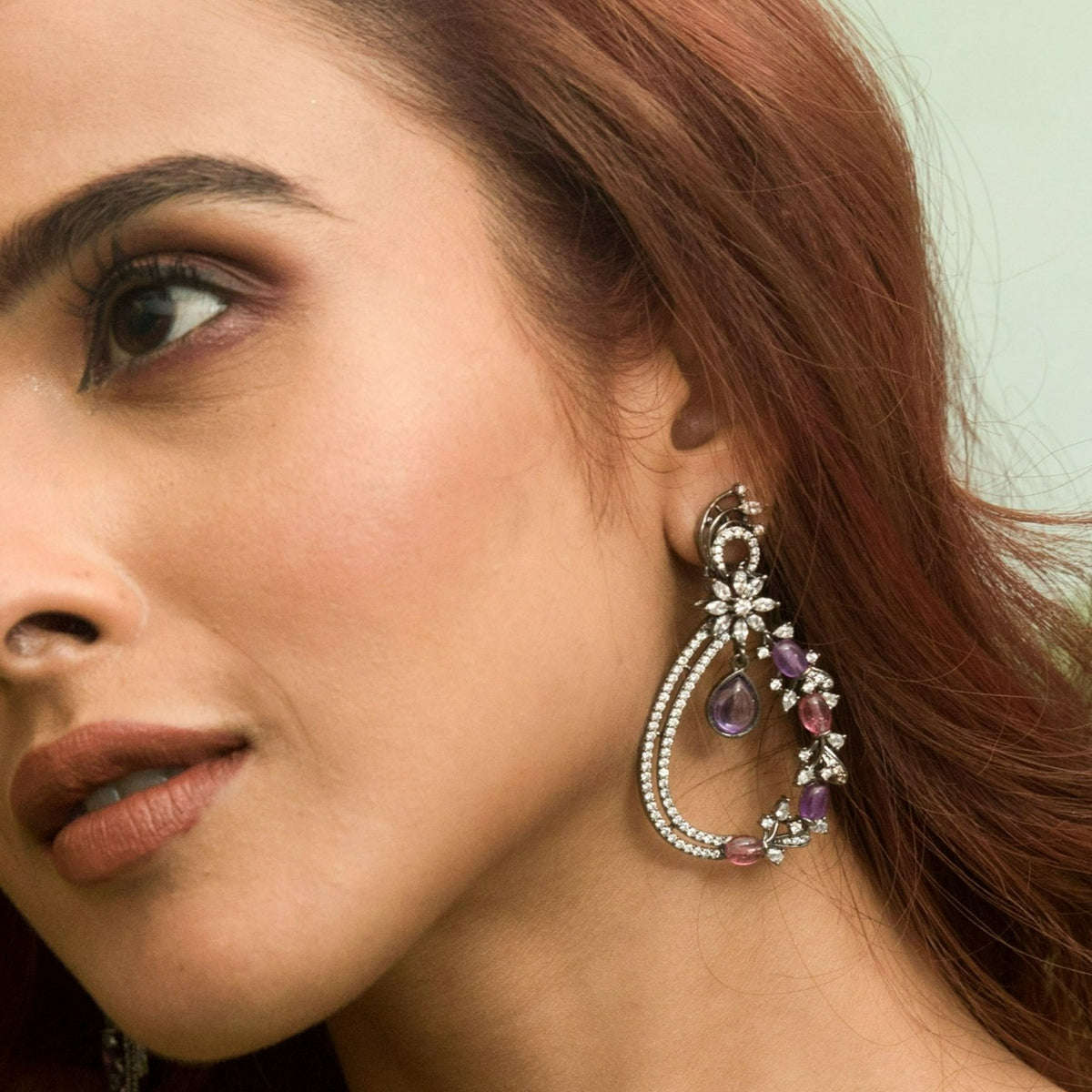 Floral Blush CZ Drop CZ Earrings