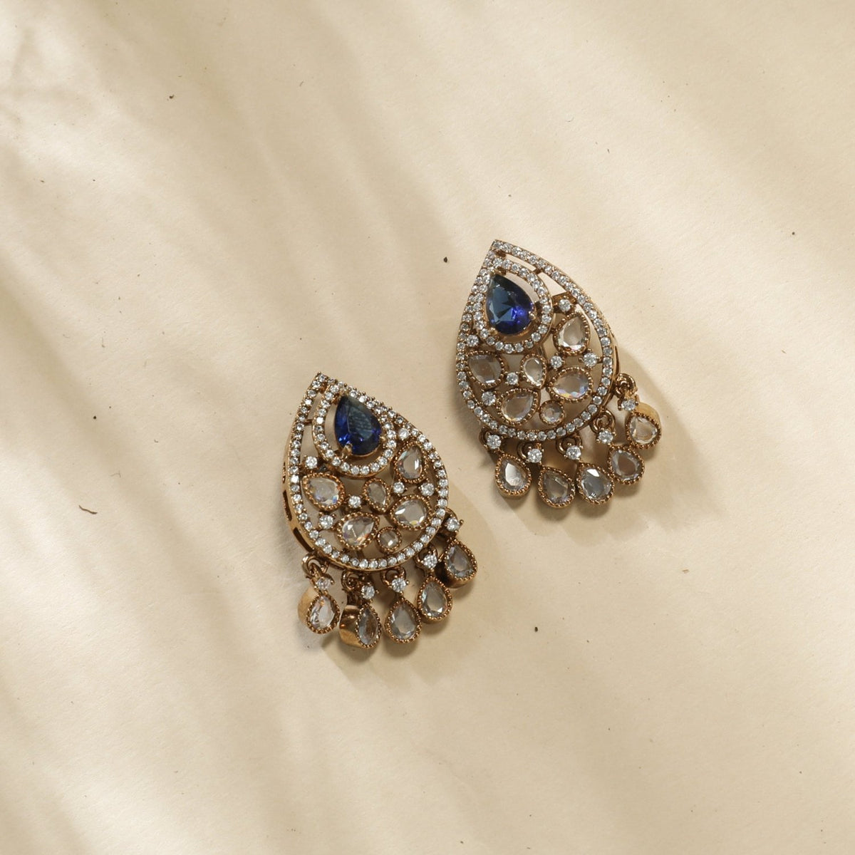 Delara Nakshtra CZ Blue Stud Earrings