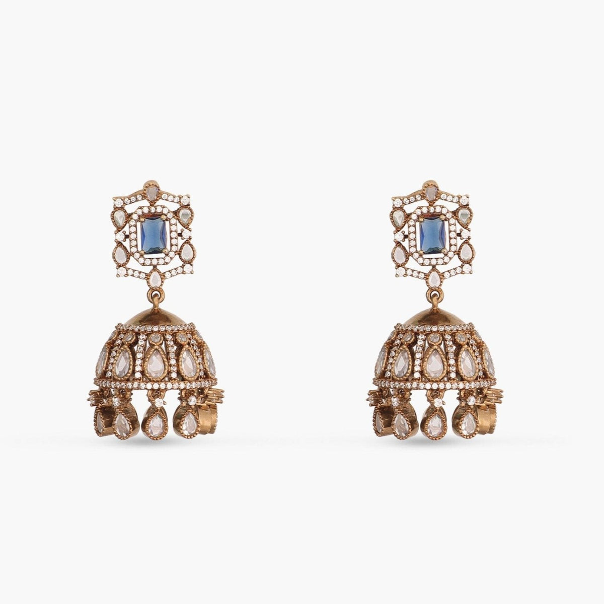 Ariana CZ Blue Jhumka Earrings
