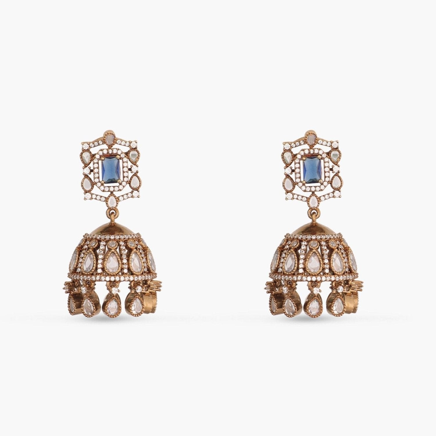 Ariana CZ Blue Jhumka Earrings
