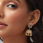 Ariana CZ Blue Jhumka Earrings