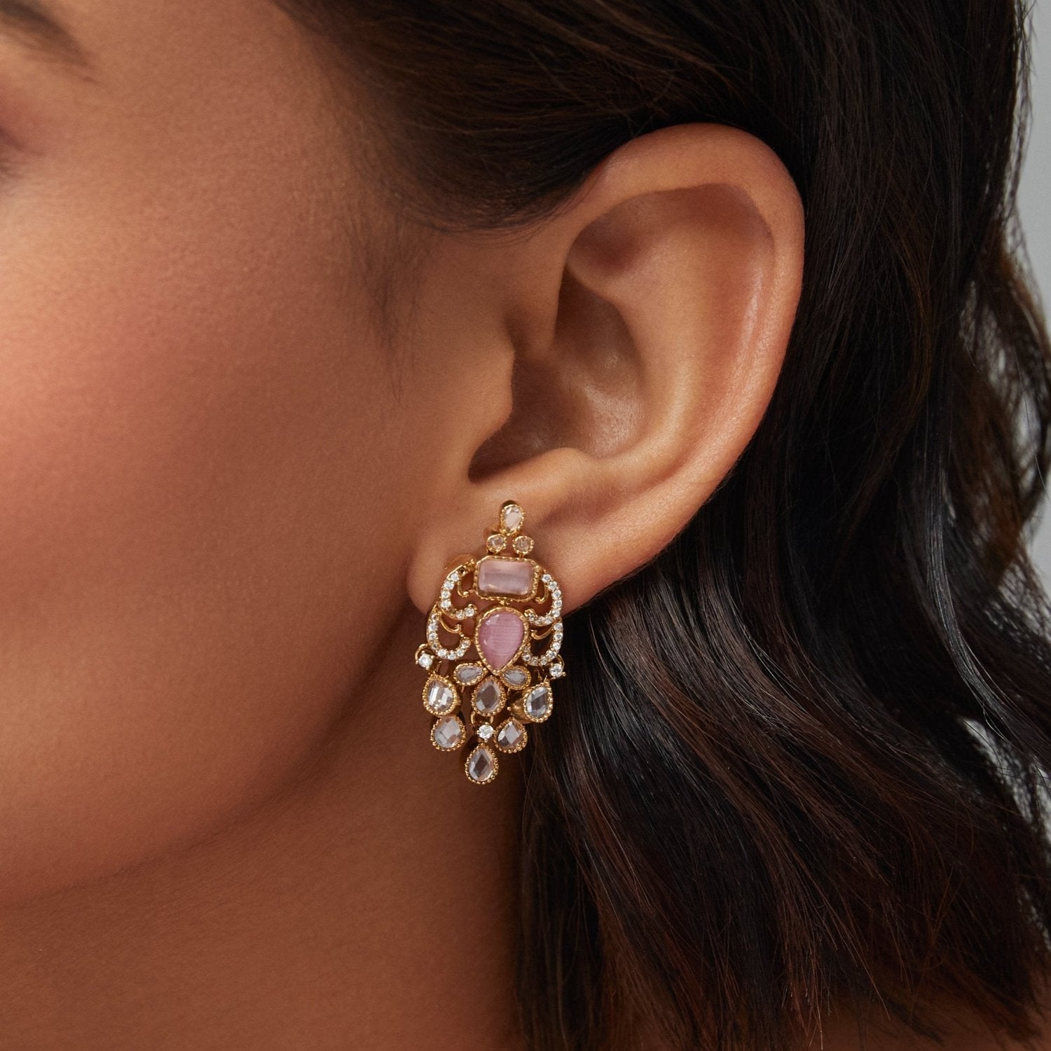 Alina CZ Pink Stud Earrings