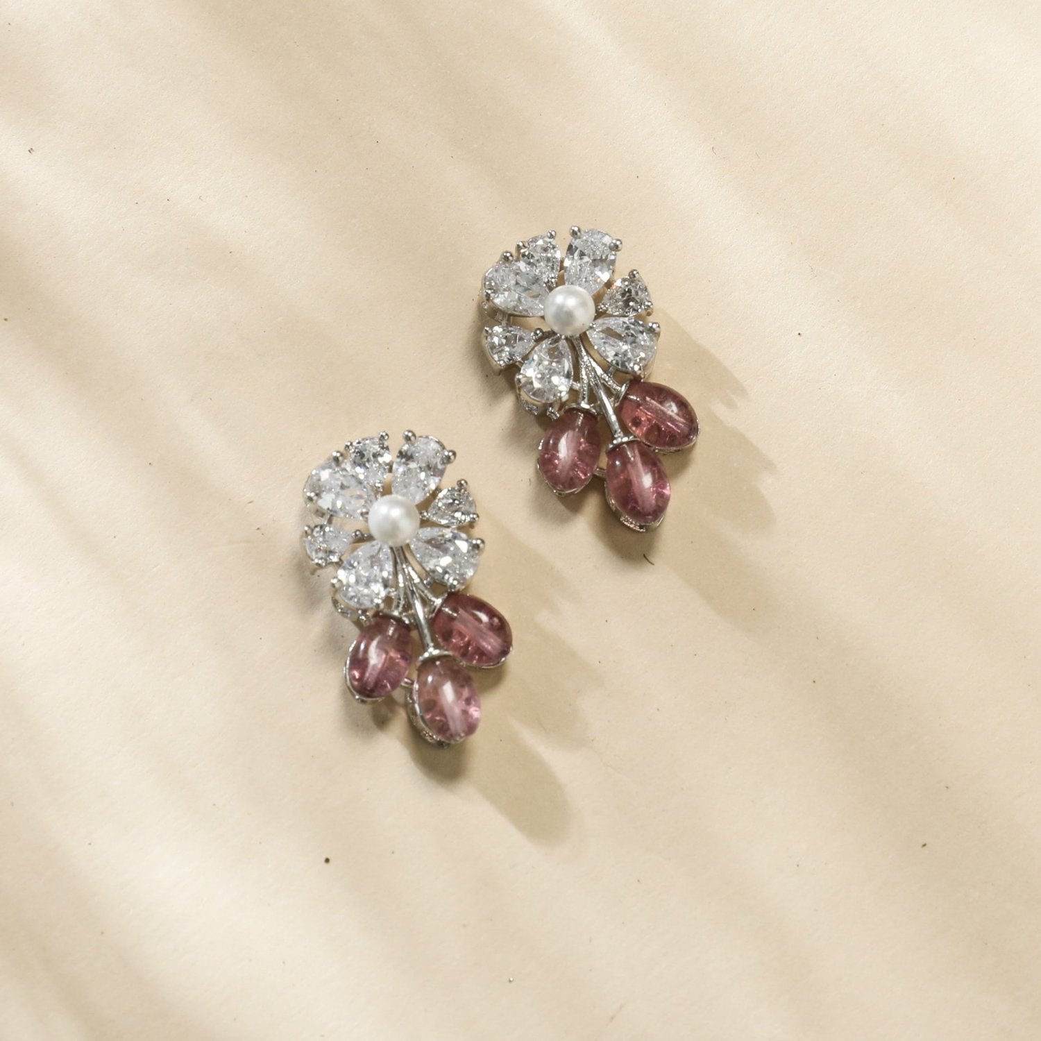 Shayara Nakshatra CZ Pink Stud Earrings