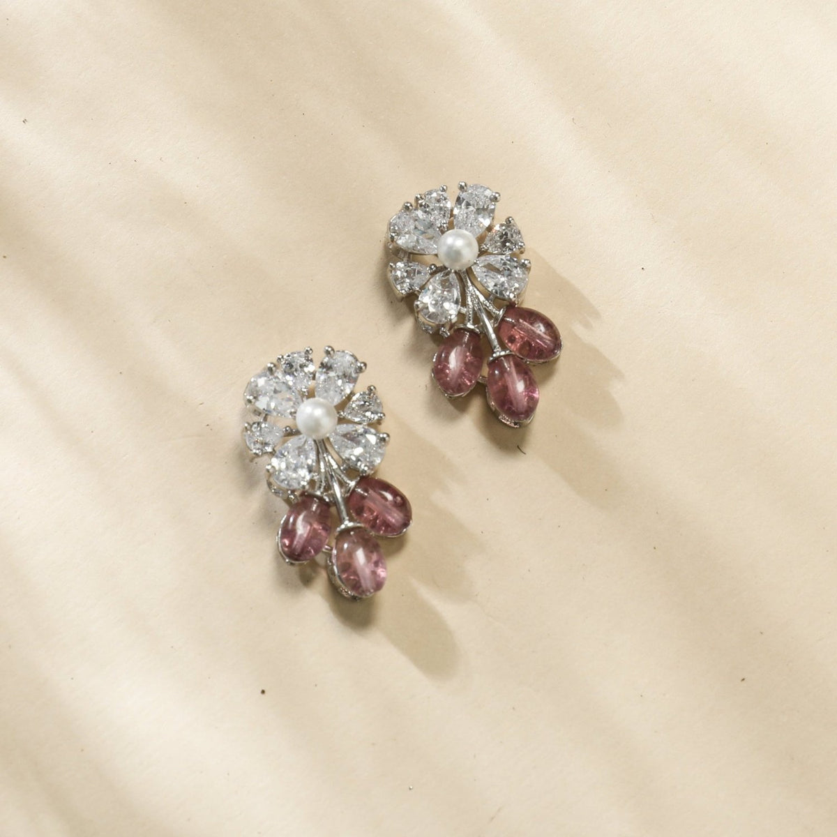 Shayara Nakshatra CZ Pink Stud Earrings