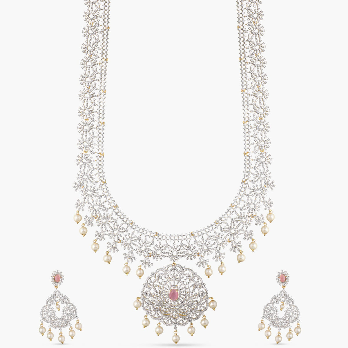 Candri Nakshatra CZ Long Necklace Set