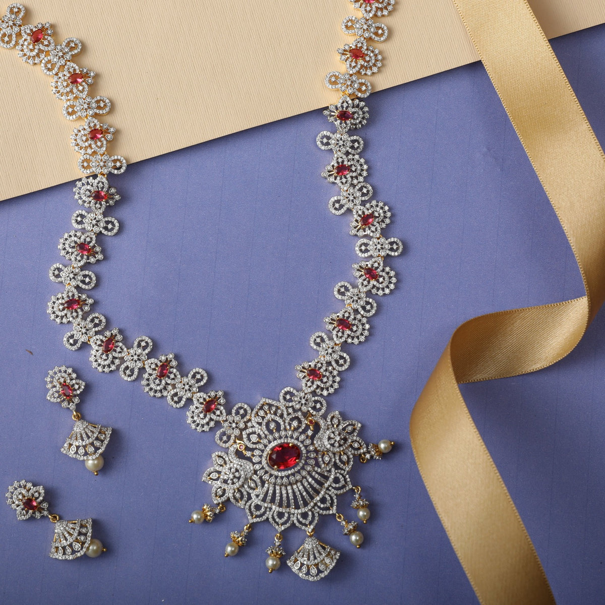 Varuna Nakshatra CZ Long Necklace Set