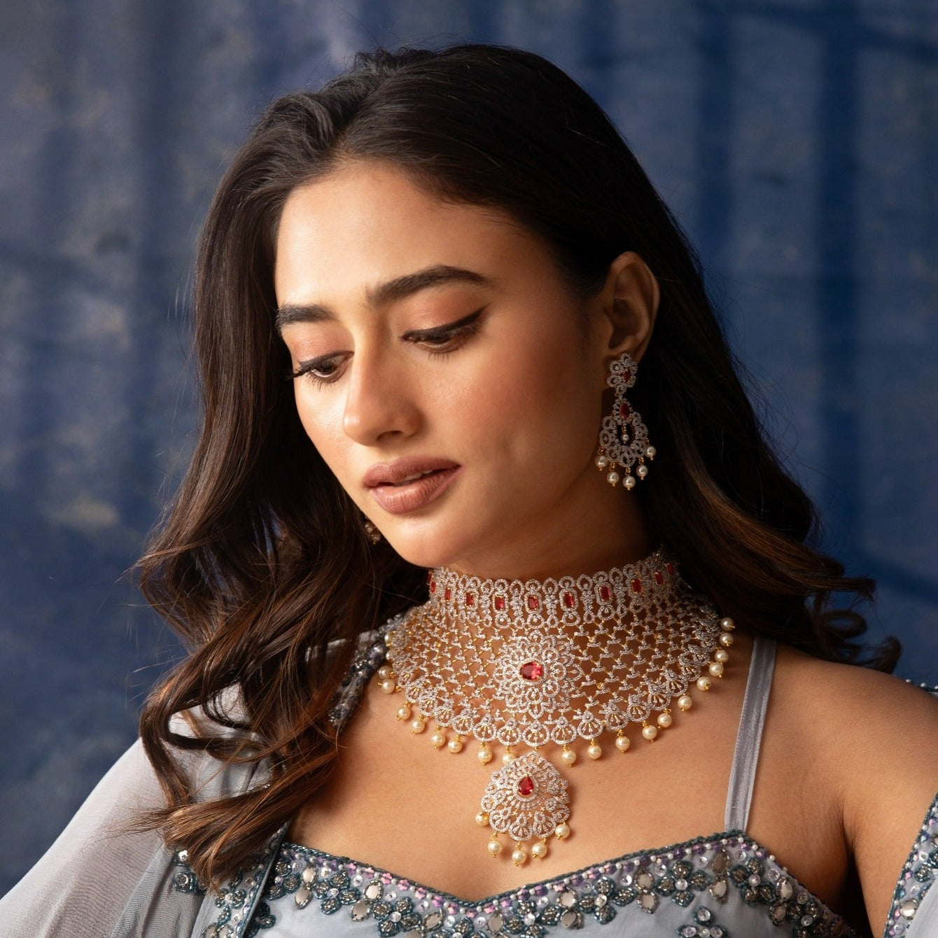 Buy Aruni Nakshatra CZ Bridal Choker Set Tarinika