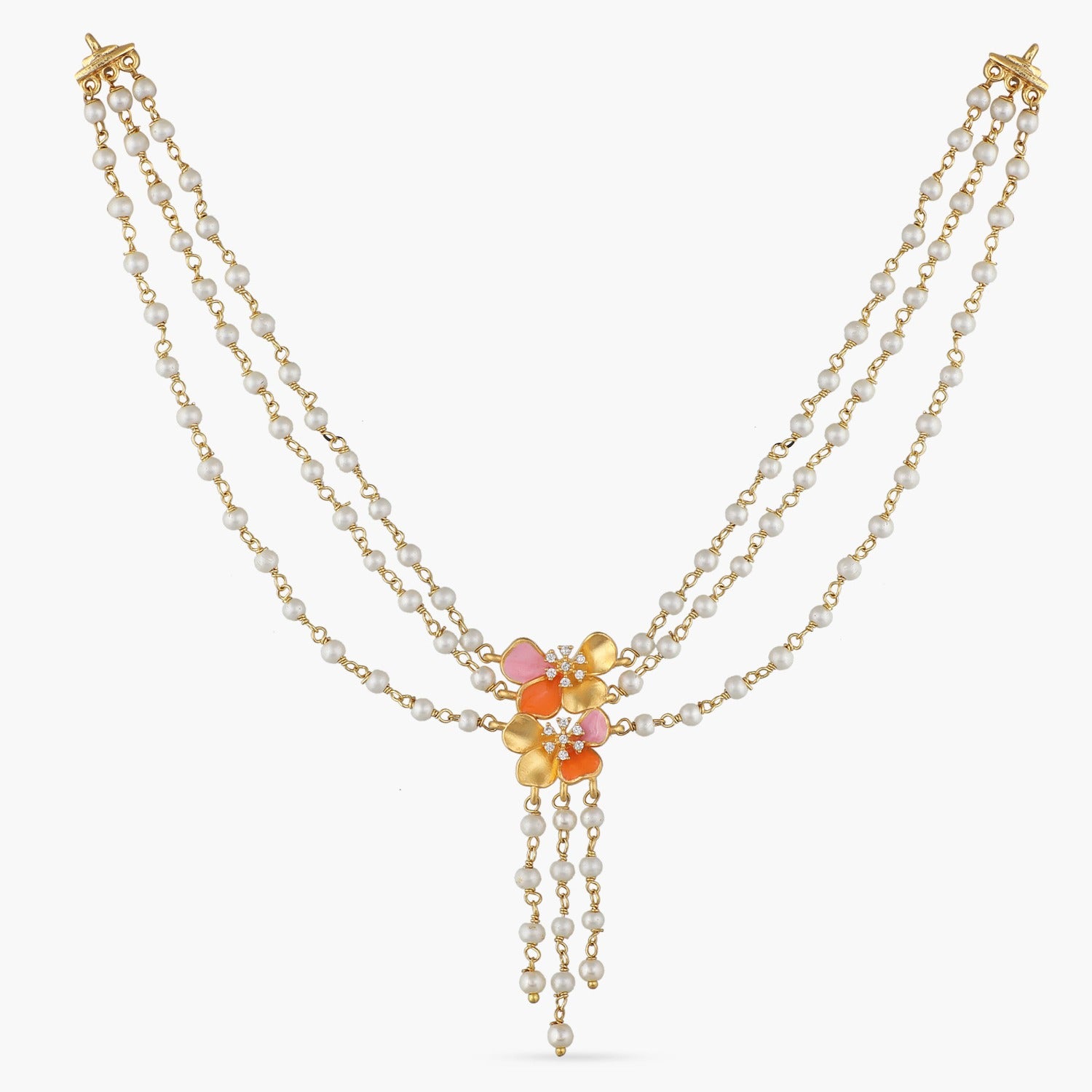 Jalaja Three Layer Floral Chain Necklace