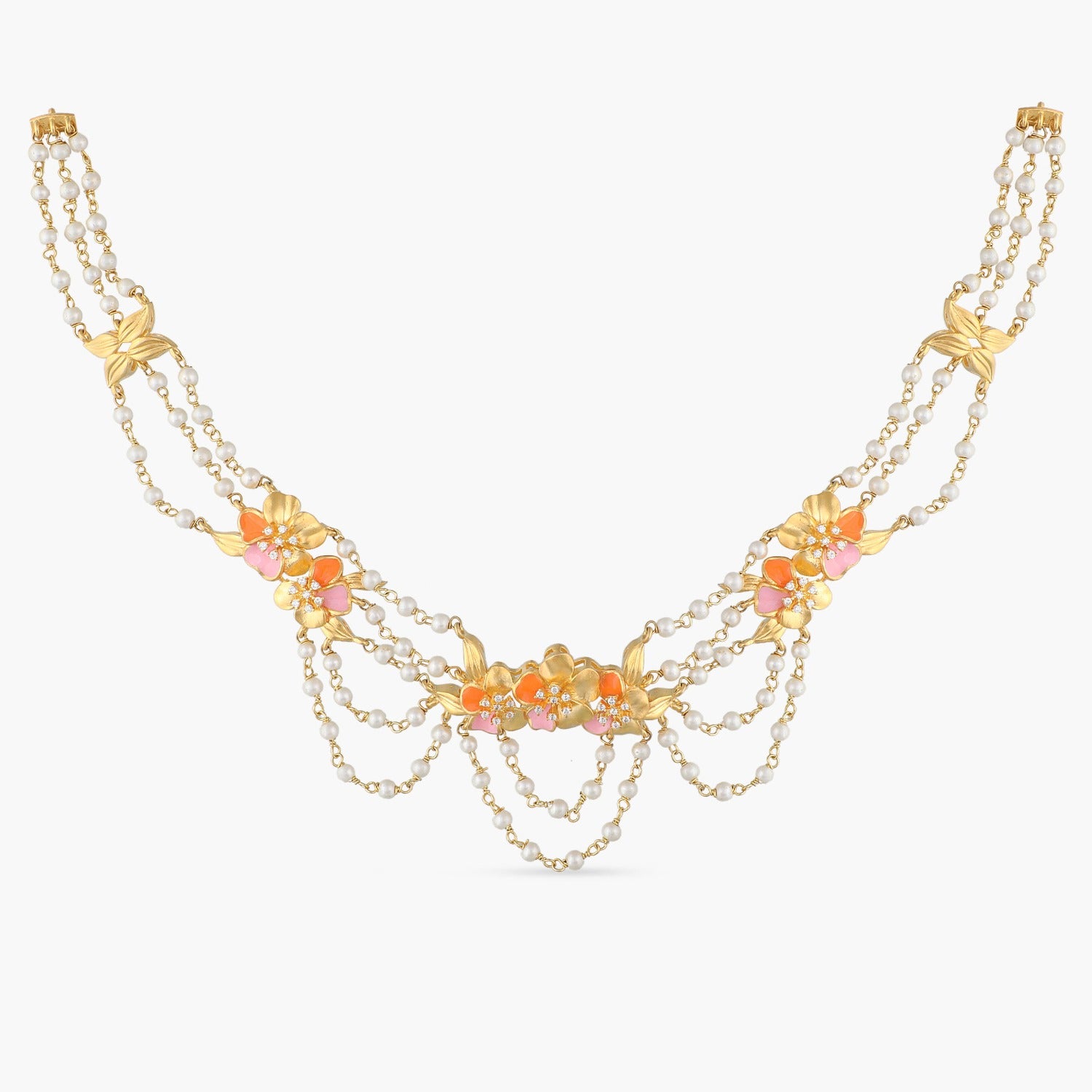 Latasia Gold Silver Copper Tri Tone Floral Flower Statement Necklace | eBay