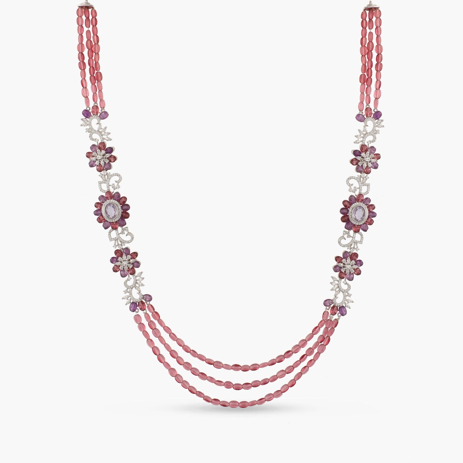Floral Bloom Layered CZ Necklace