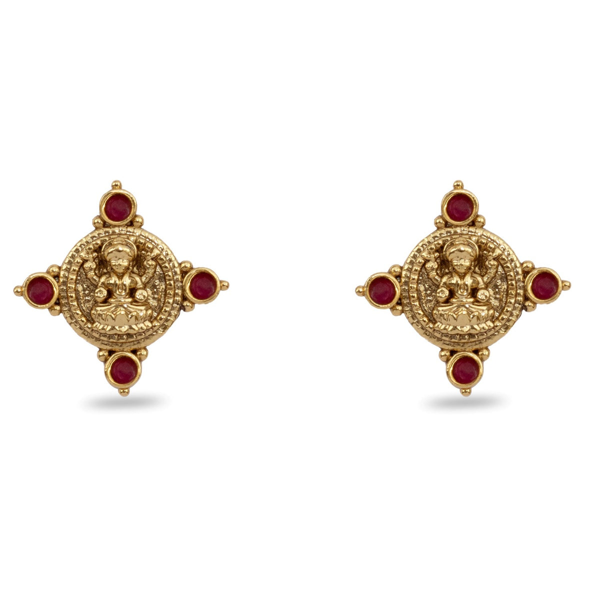 Parthivi Temple Red Kempu Necklace Set
