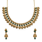 Vachi Antique Temple Green Kempu Necklace Set