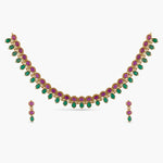 Preeja Antique Red Green Kempu Necklace Set