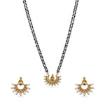 Pushti Antique Green Kempu Black Beads Necklace Set