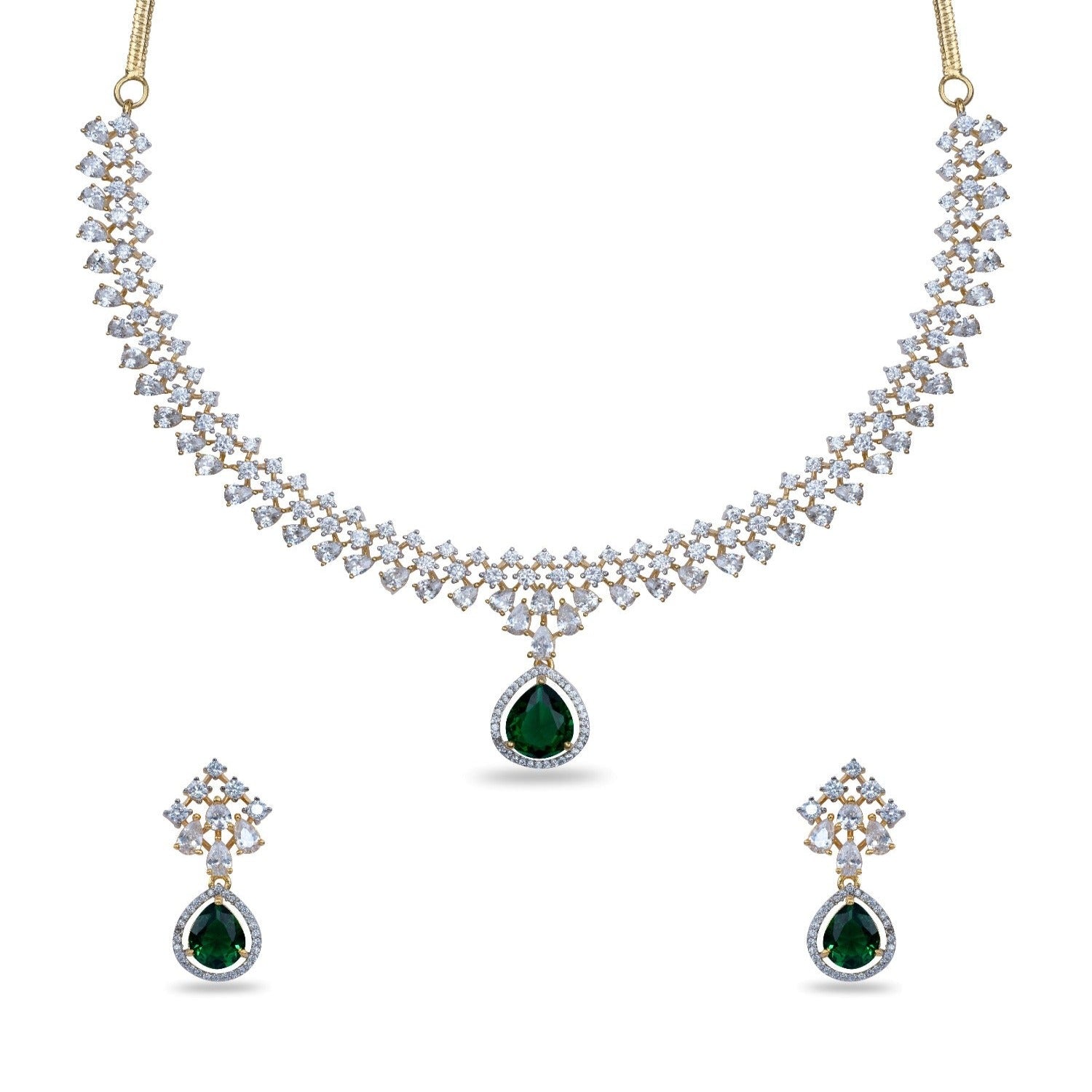 Rosemary CZ Green Necklace Set