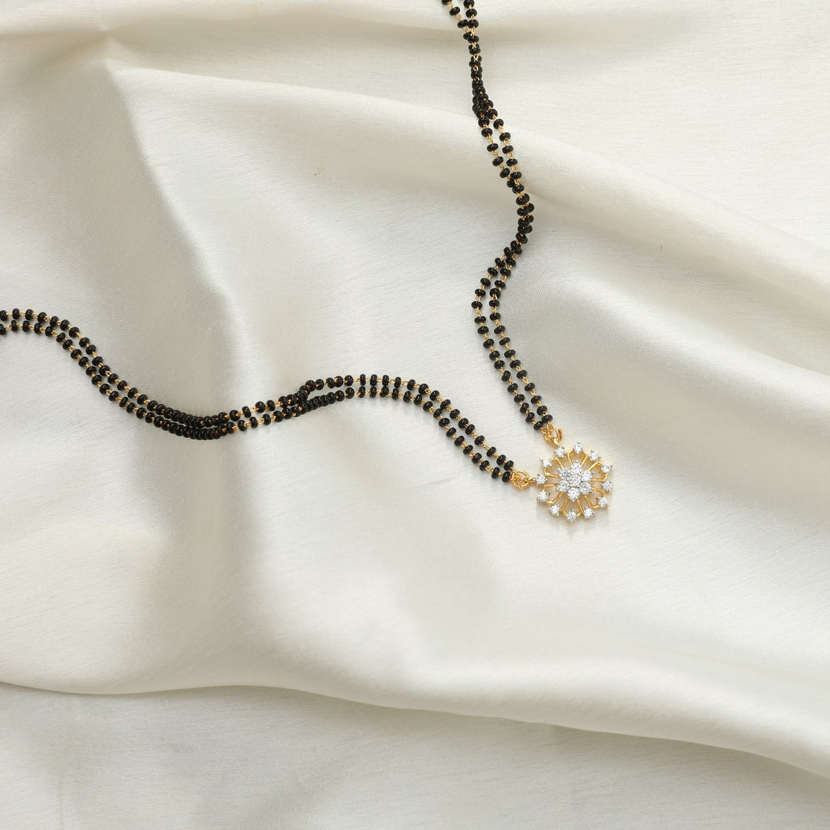 Nadia CZ White Black Beads Necklace 
