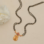 Sanskriti Antique Red Kempu Black Bead Necklace