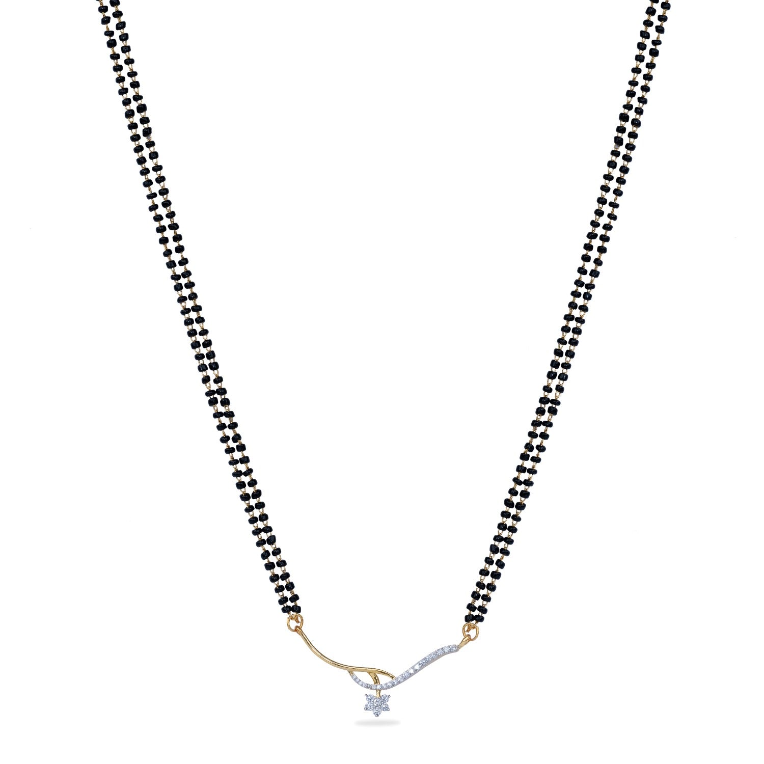 Blooming CZ White Black Beads Necklace