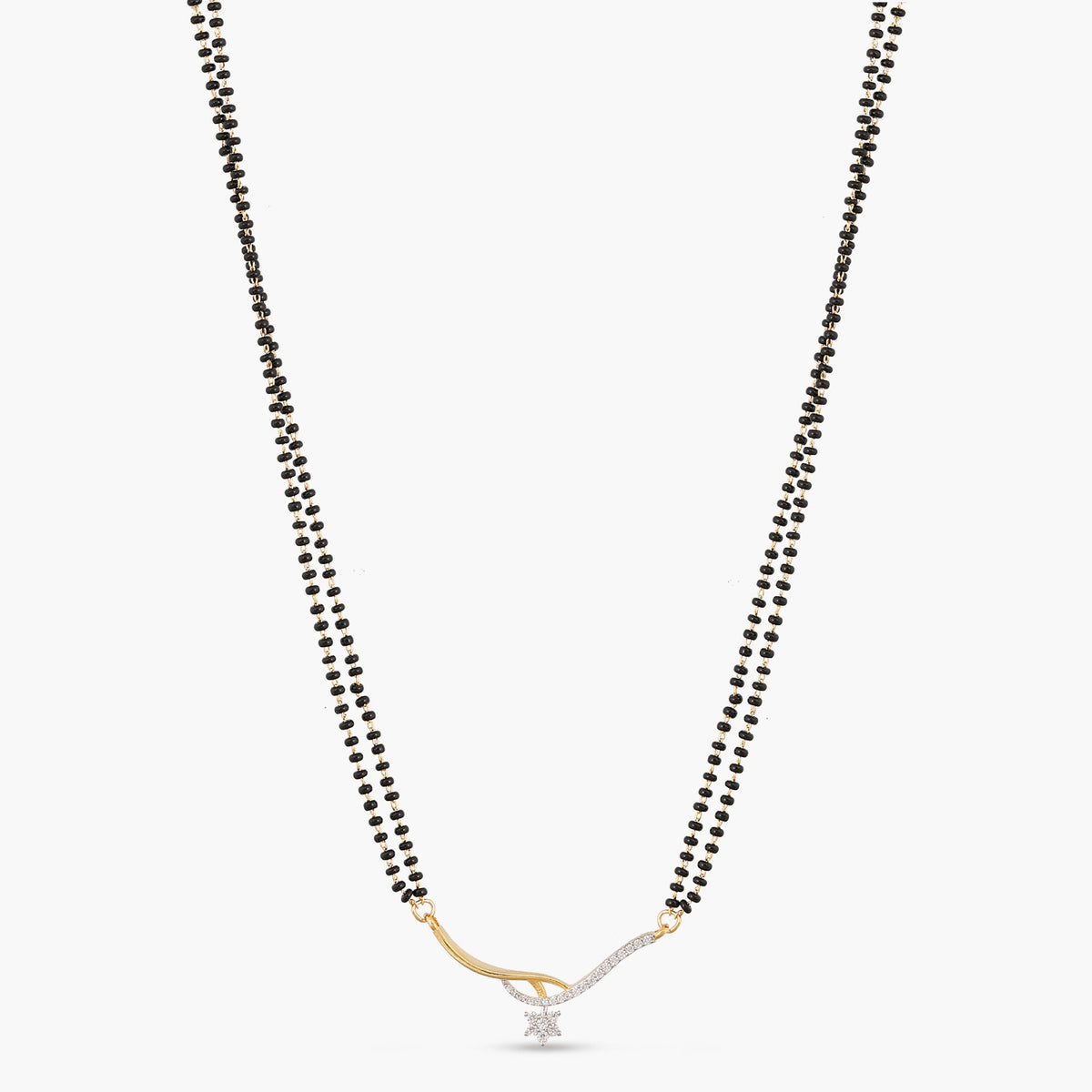 Blooming CZ White Black Beads Necklace