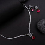Camellia CZ Green Necklace Set