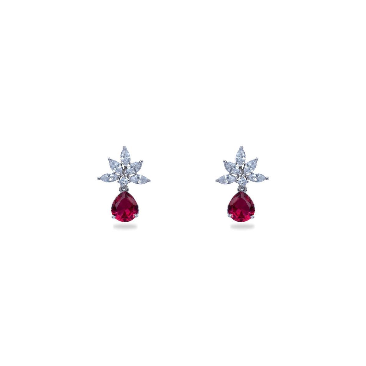 Camellia CZ Red Necklace Set