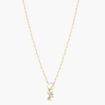 Eriha Pearl CZ Green Leaf Necklace