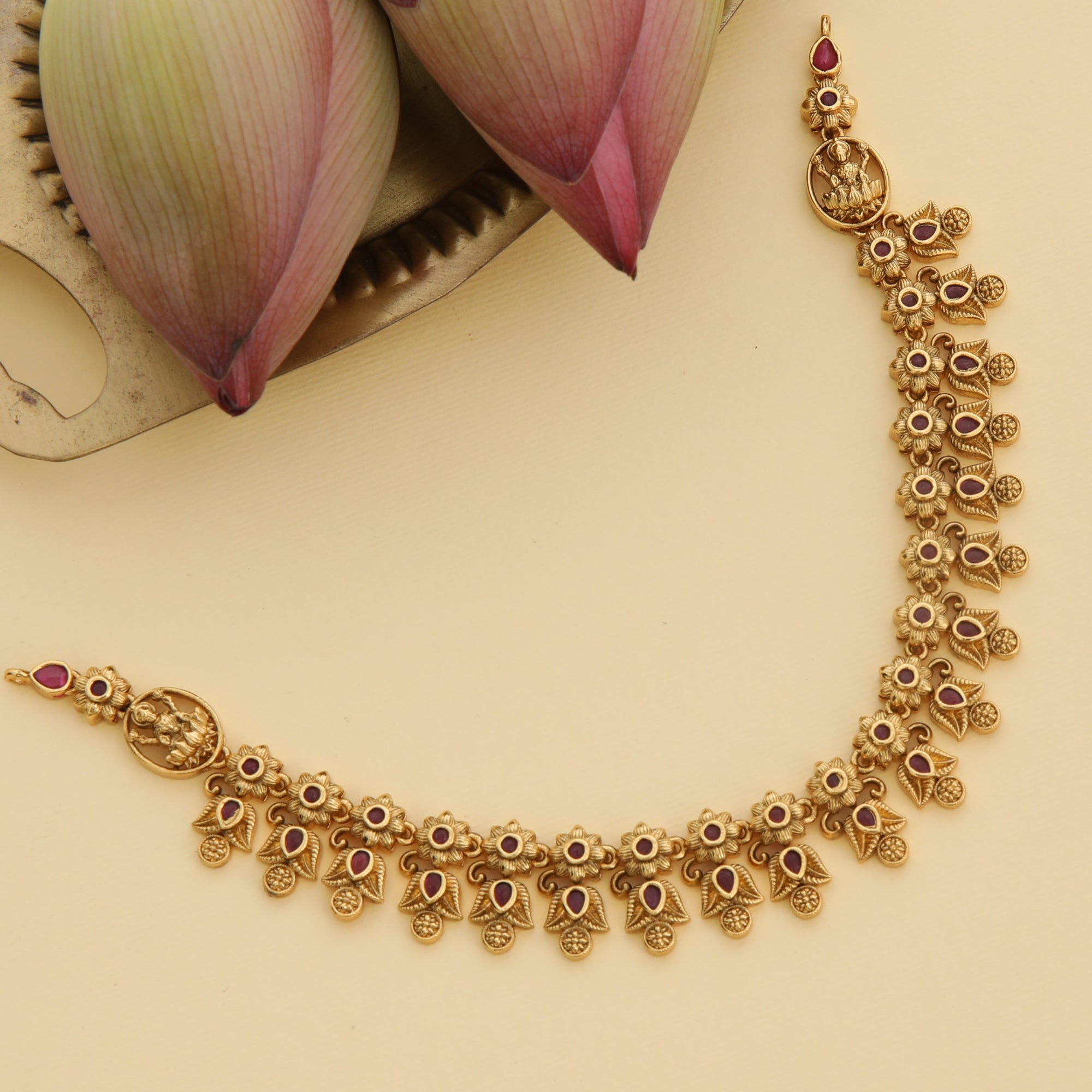 Pragya Red Antique Necklace Set
