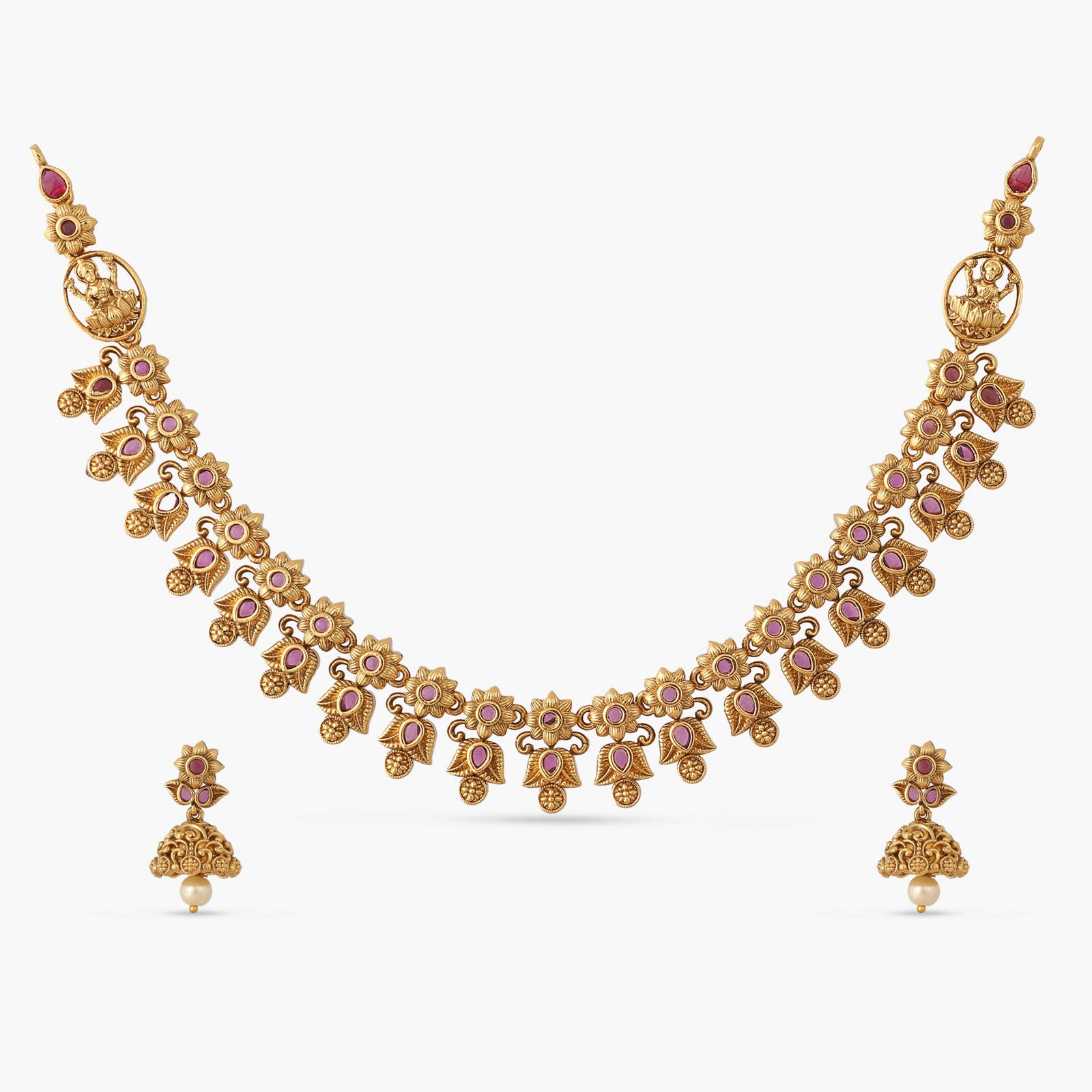 Pragya Red Antique Necklace Set